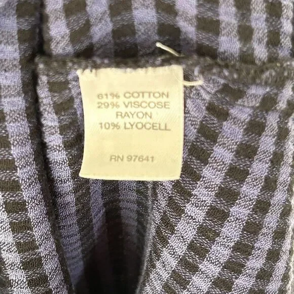 J.Jill Top Size XL Popover V-Neck Plaid Check Blouse Black Purple/Blue Women's - Picture 5 of 8